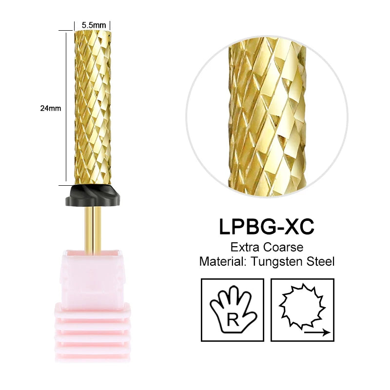 Tapered Barrel Fräserbit – Hartmetall (Tungsten), für Gelentfernung & Polieren (4XC, Gold)