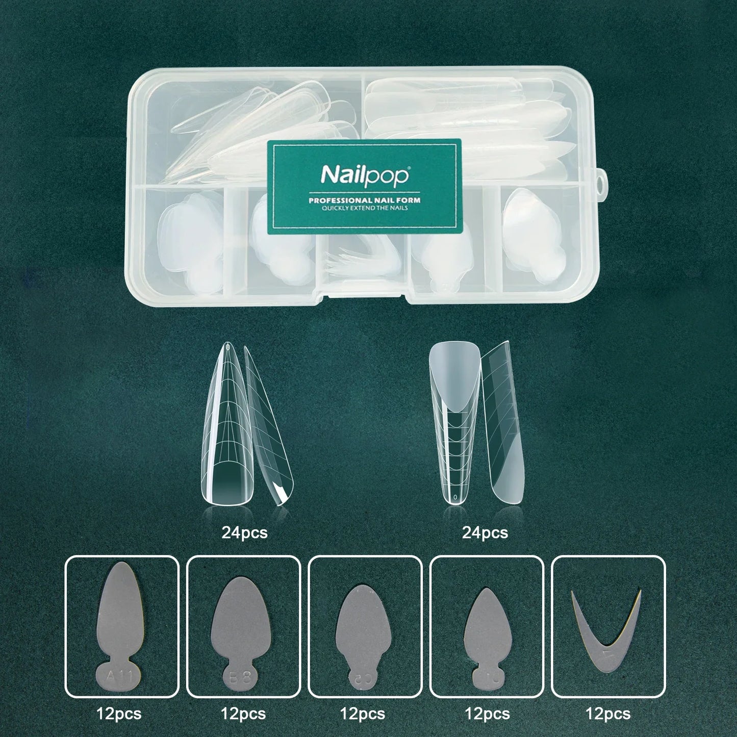 Nailpop Duet System Dual Form Set – Wiederverwendbare Formen für French Maniküre, Square & Almond Shape