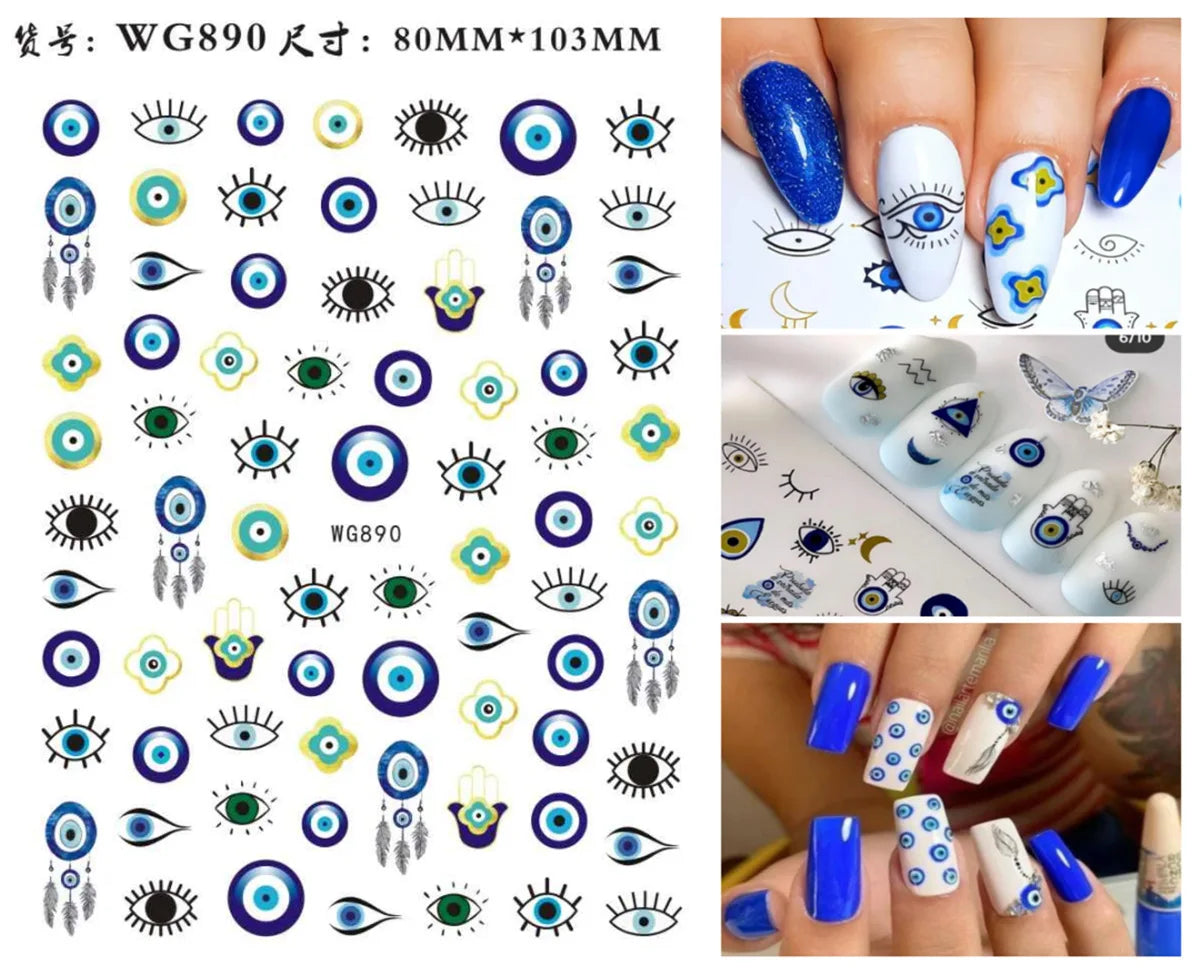 Fatima's Eye & Hamsa Hand Nail Stickers – Spiritual Nail Art Aufkleber