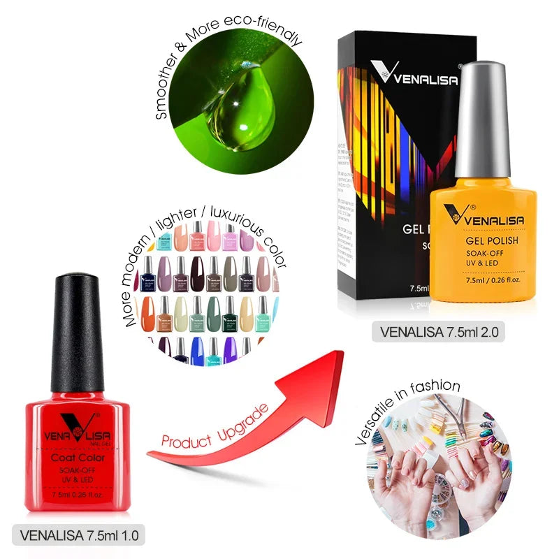 Venalisa Glitter Gel Polish – 7,5ml Rot, HEMA-frei, UV/LED, Semi-Permanent