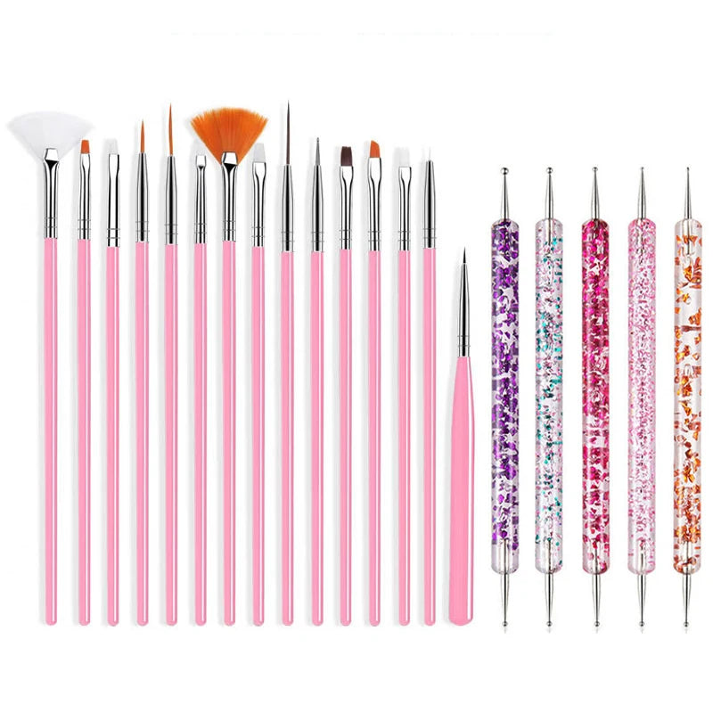 Nail Art Pinselset – 5/20 Stk für Malerei, Dotting, Liner & Acryl-Gel