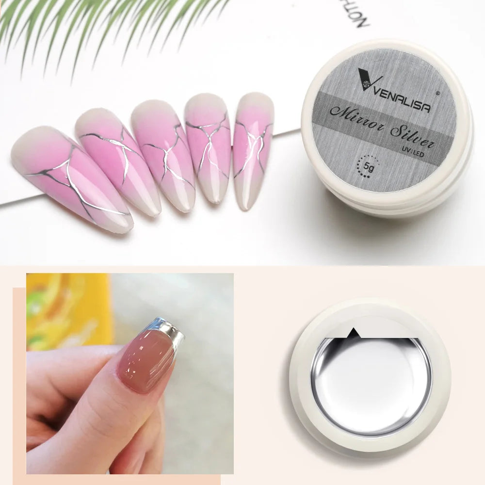 Venalisa 5ml Metallic Mirror Gel – Silber & Gold – UV-Gel für Spiegeleffekt & Modellage