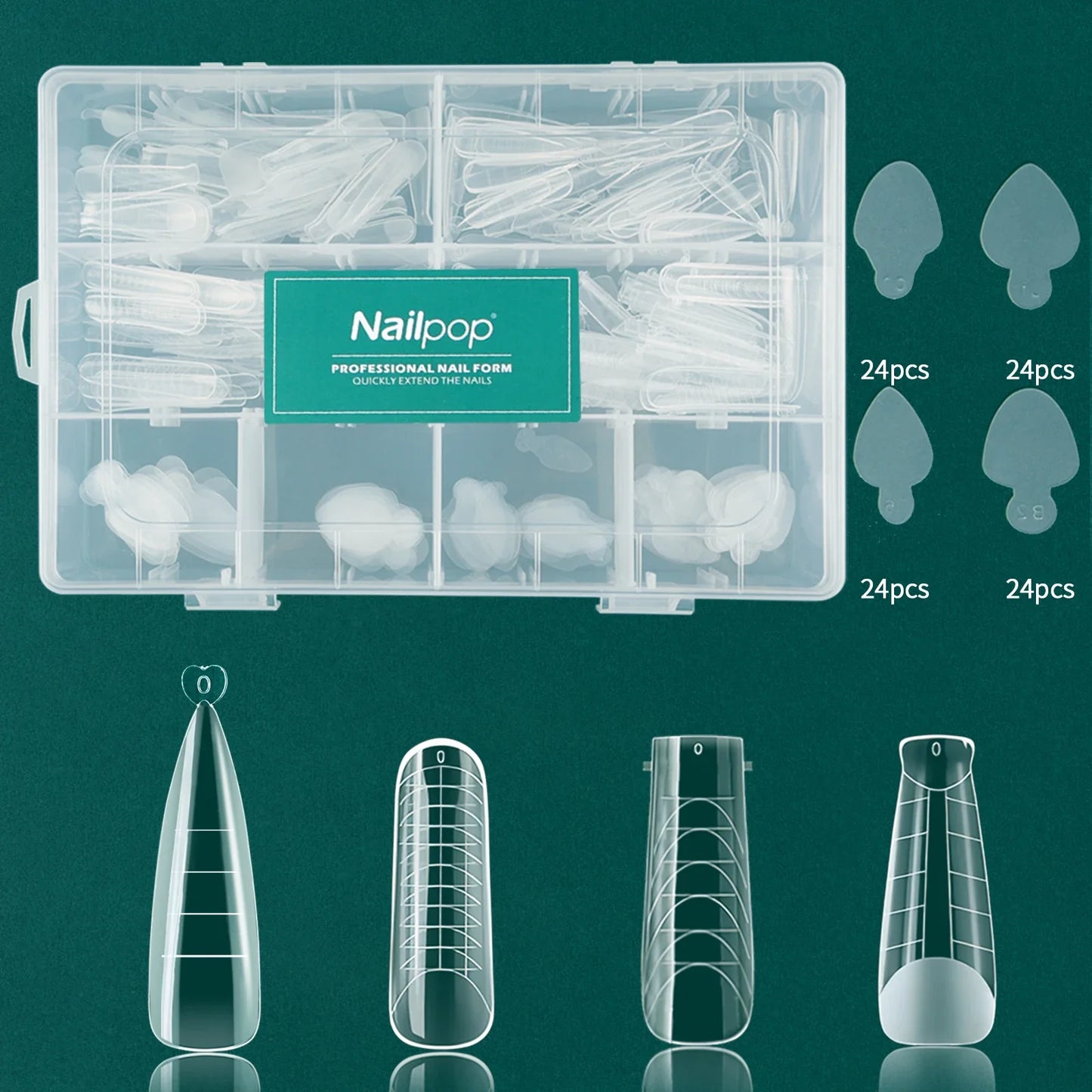Nailpop Duet System Dual Form Set – Wiederverwendbare Formen für French Maniküre, Square & Almond Shape