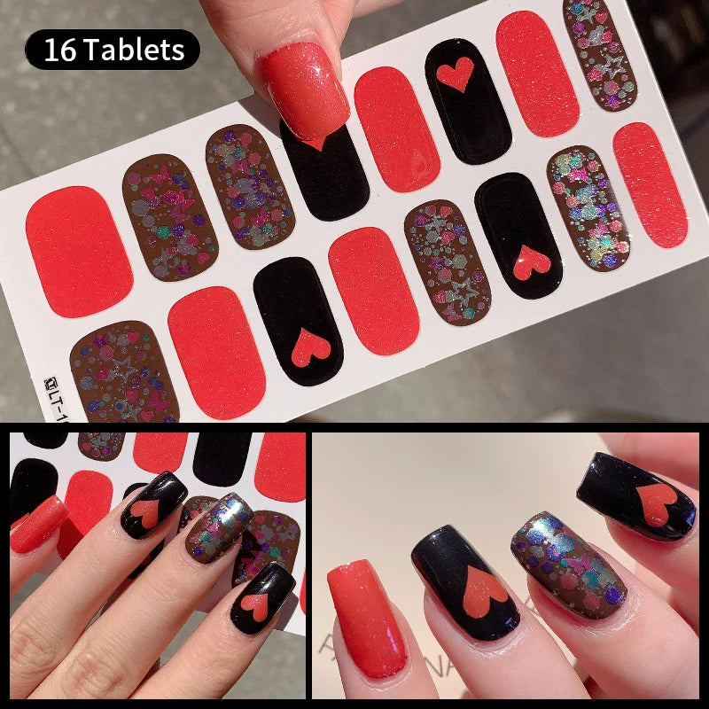 Fullcover Nail Sticker – Modische selbstklebende Nagelfolien mit Glitzer 2.