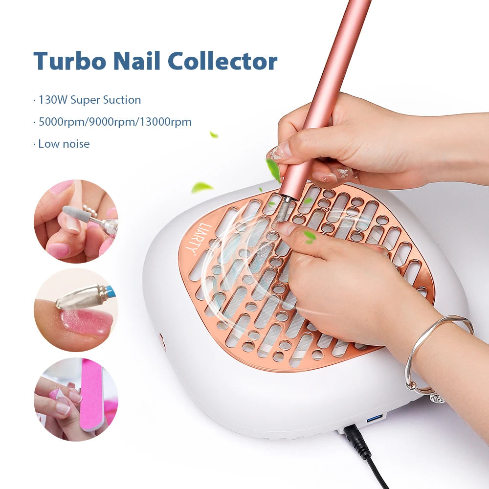 130W Turbo Nagelstaubabsaugung mit 2 Filtern – Bürstenloser Profi Nail Dust Collector für Maniküre & Pediküre