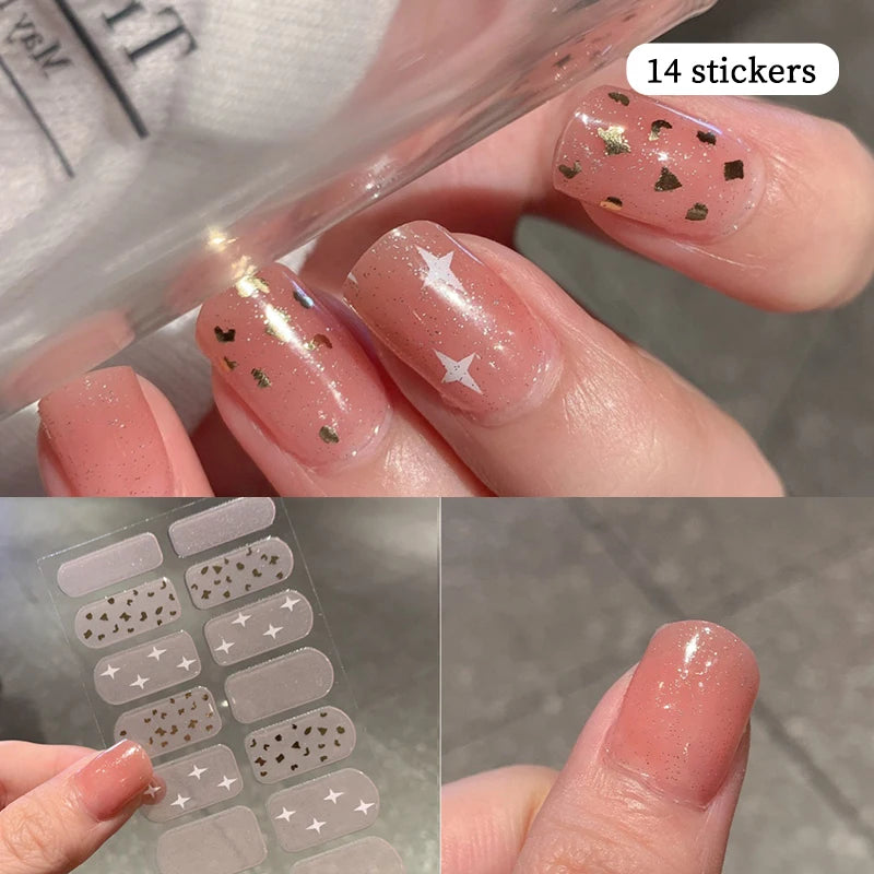 14-teilige Nagelfolien „Pastell Rainbow“ – Selbstklebende Full Cover Nail Wraps