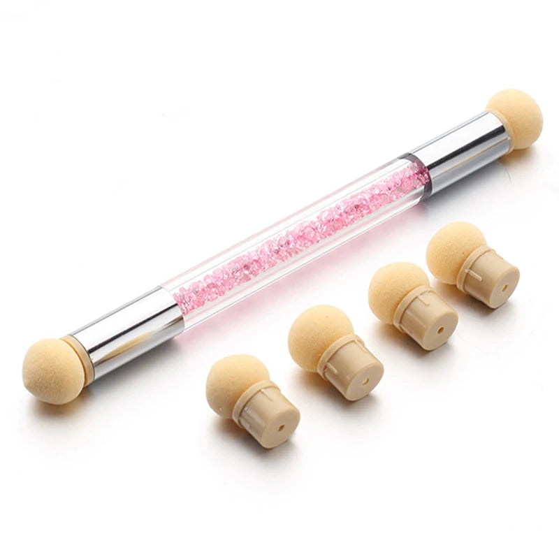 Sponge Pen für Nail Art – mit Ersatzköpfen für Farbverlauf, Glitzer & Puder