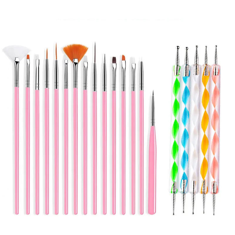 Nail Art Pinselset – 5/20 Stk für Malerei, Dotting, Liner & Acryl-Gel