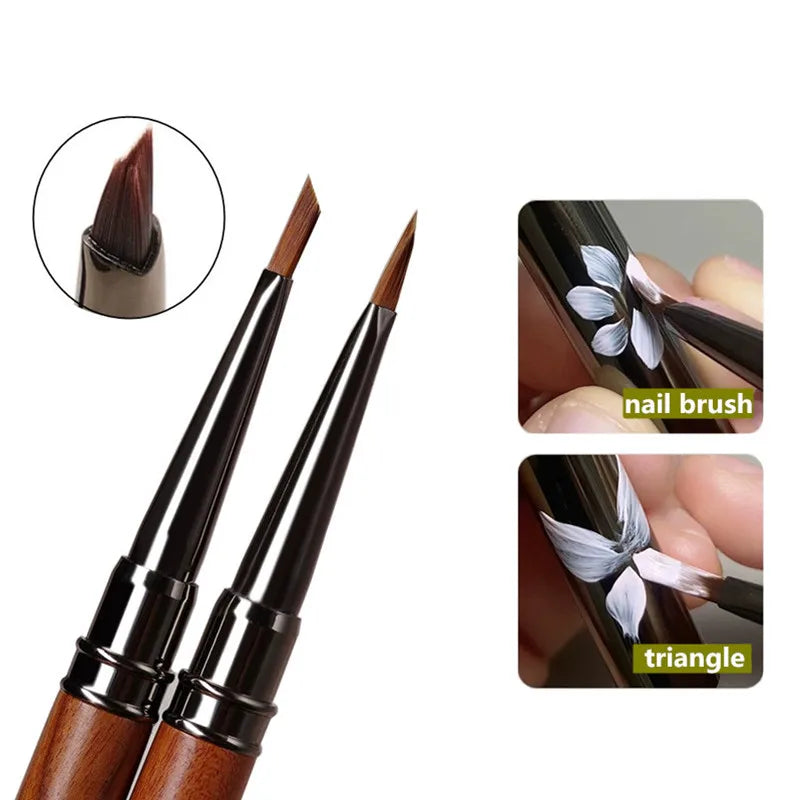 Nailart-Pinsel mit Holzgriff – Blüten- & Linienpinsel mit Dreiecksspitze