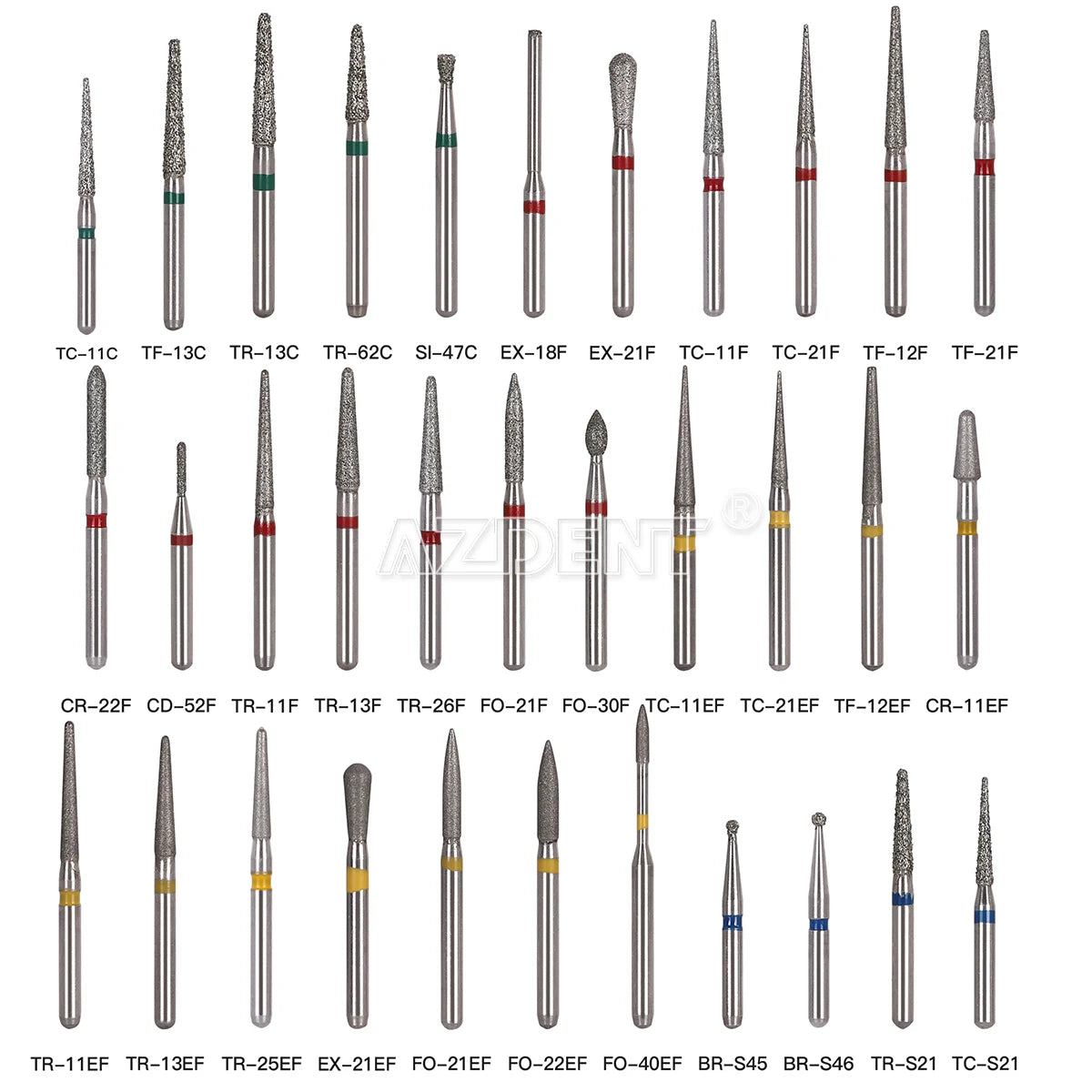 AZDENT Dental Diamantbohrer – 5 Stück, FG 1.6 mm, Medium für Turbine/High-Speed-Handstück 2