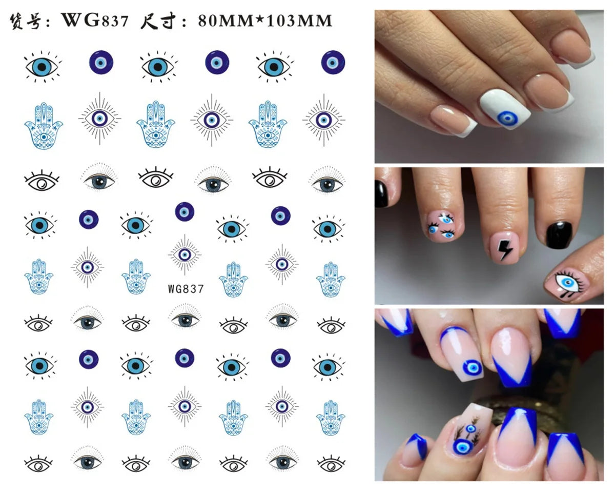 Fatima's Eye & Hamsa Hand Nail Stickers – Spiritual Nail Art Aufkleber