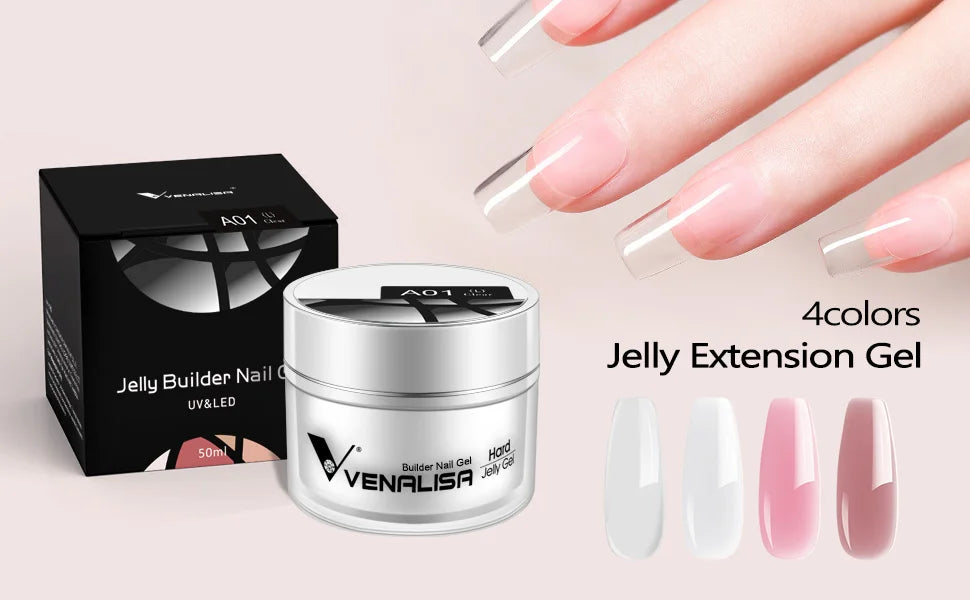 Venalisa Builder Jelly Gel – 50ml Rose Pink, Selbstglättend, UV/LED
