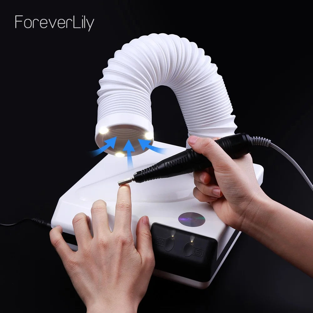 Foreverlily 60W Profi-Nagelstaubabsaugung mit flexibler Absaugarm | Doppelmodus & LED-Licht | Maniküre Staubsauger mit Schlauch