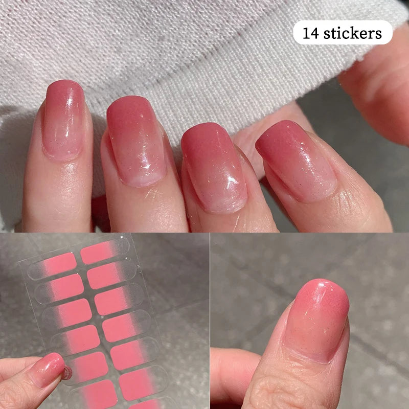 14-teilige Nagelfolien „Pastell Rainbow“ – Selbstklebende Full Cover Nail Wraps