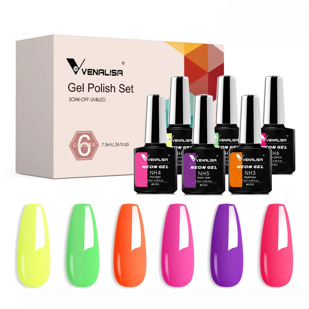 Venalisa Neon Gel-Lack 7,5 ml – UV/LED – Leuchtende Sommerfarben