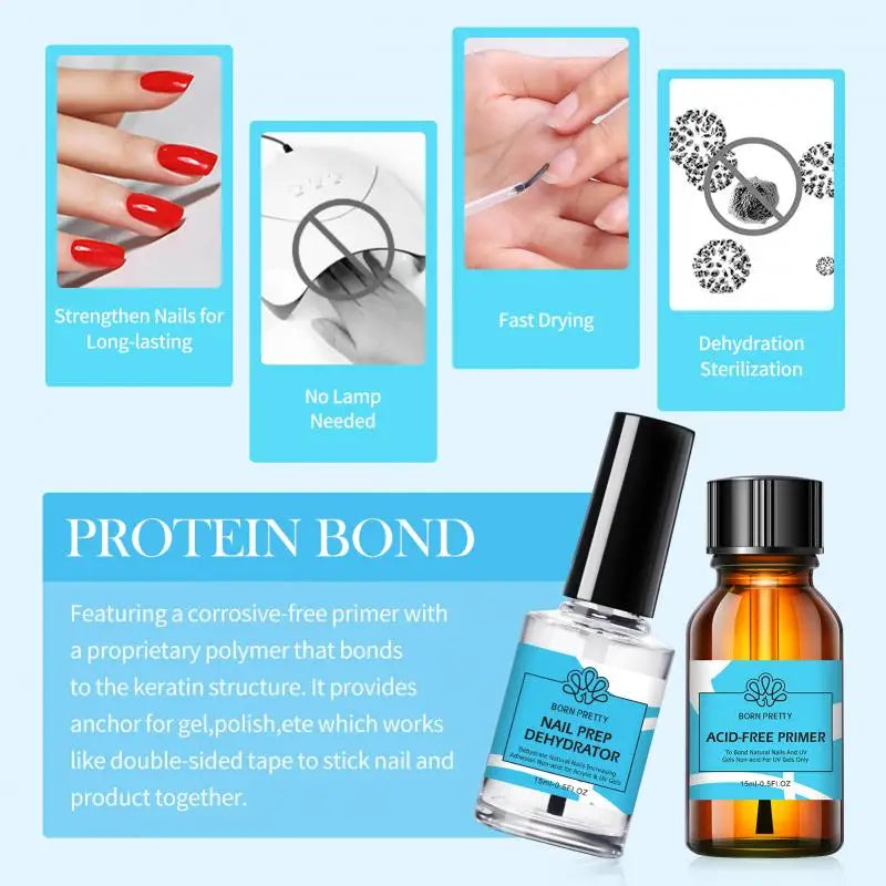 BORN PRETTY 15ml Primer & Base/Top Coat – Ohne UV-Lampe, schnelltrocknend