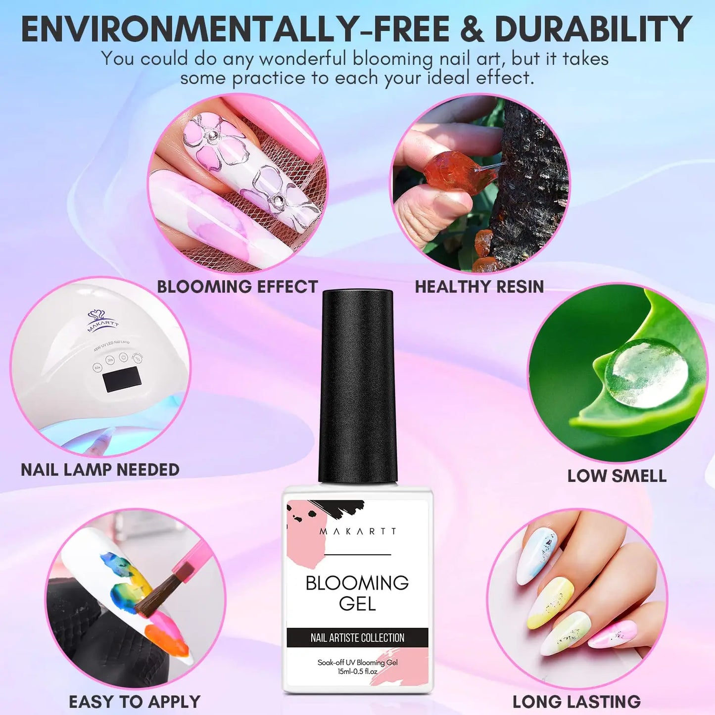Blooming Gel Klar 15ml – Nailart Gel für Marmor-, Aquarell- & Blumen-Effekte