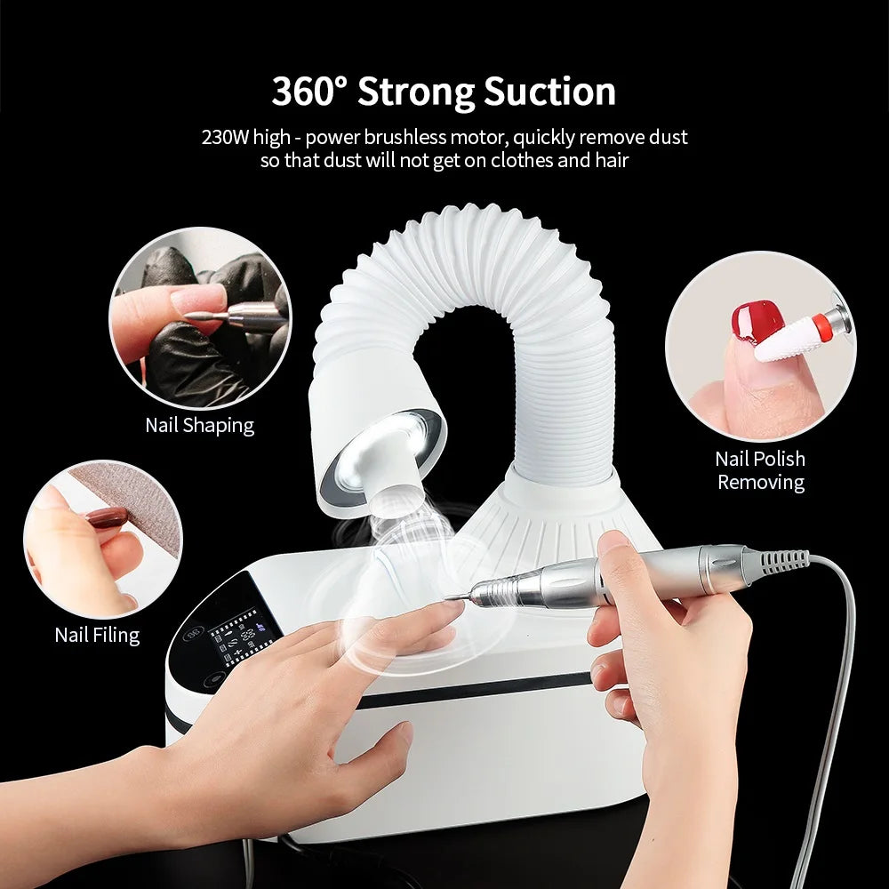 Nail Dust Collector mit flexiblem Schlauch – Profi Staubabsaugung für Maniküre, 320 W, Touchscreen