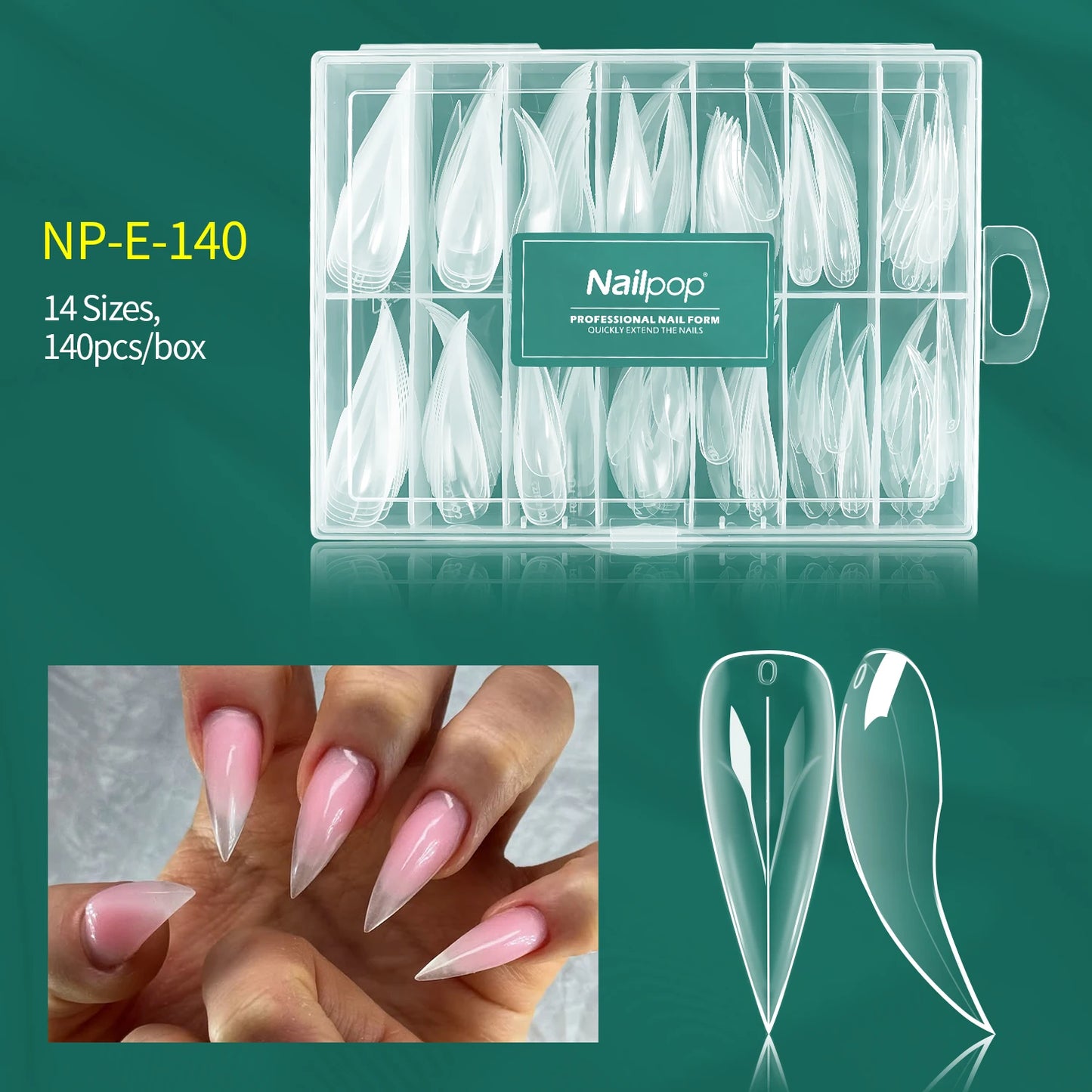Dual Form Tips – 120 Stück | Wiederverwendbare Press-On Schablonen für Acryl/Polygel mit Nummerierung (14 Größen)