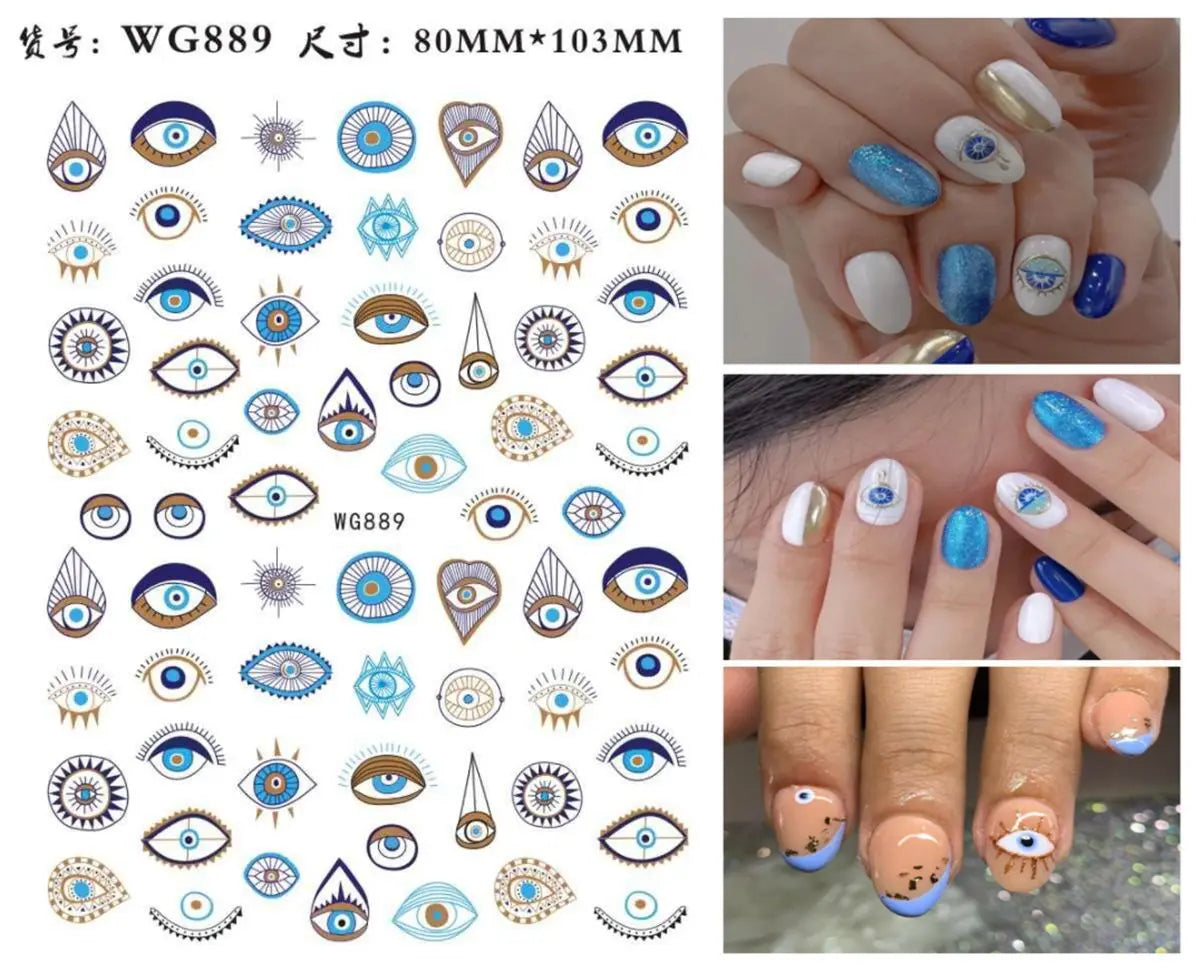 Fatima's Eye & Hamsa Hand Nail Stickers – Spiritual Nail Art Aufkleber