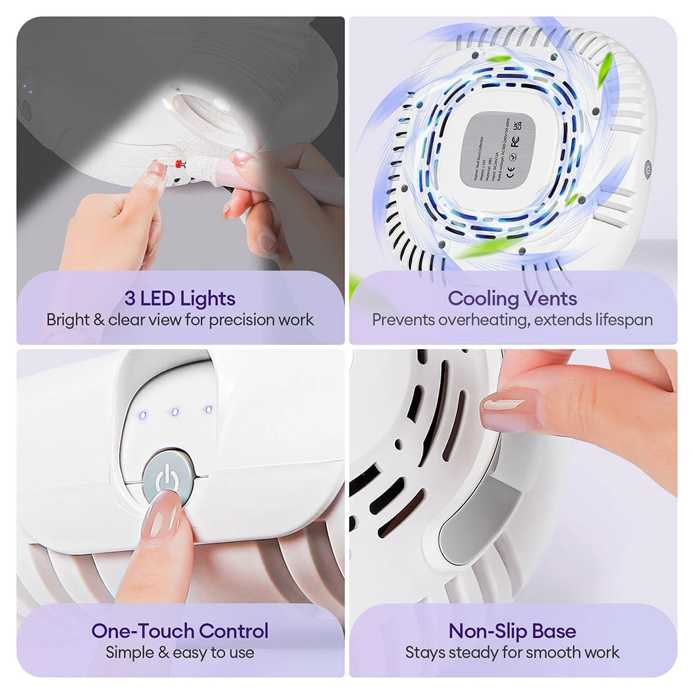 130W Turbo Nagelstaubabsaugung mit 2 Filtern – Bürstenloser Profi Nail Dust Collector für Maniküre & Pediküre