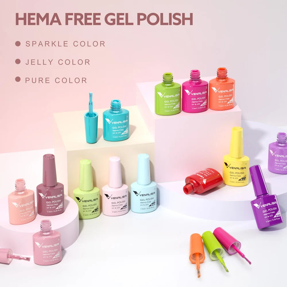 Venalisa HEMA-FREE Gel-Lack – 7,5 ml – French, Nude & Glitzer-Kollektion