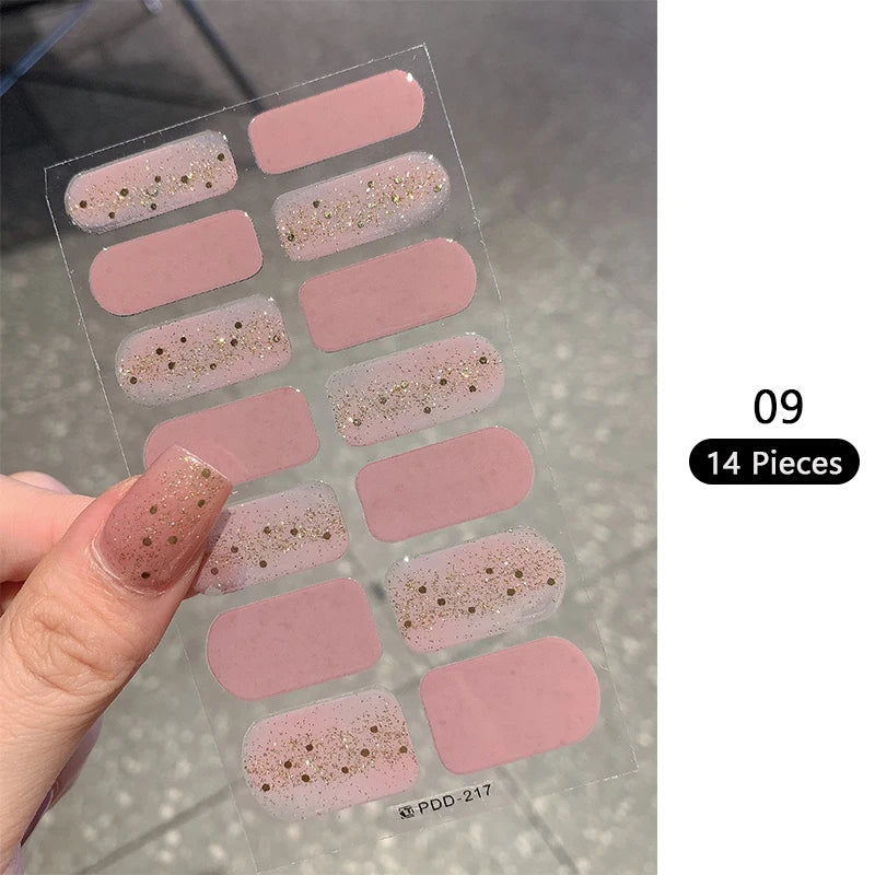 14-teilige Nagelfolien „Pastell Rainbow“ – Selbstklebende Full Cover Nail Wraps