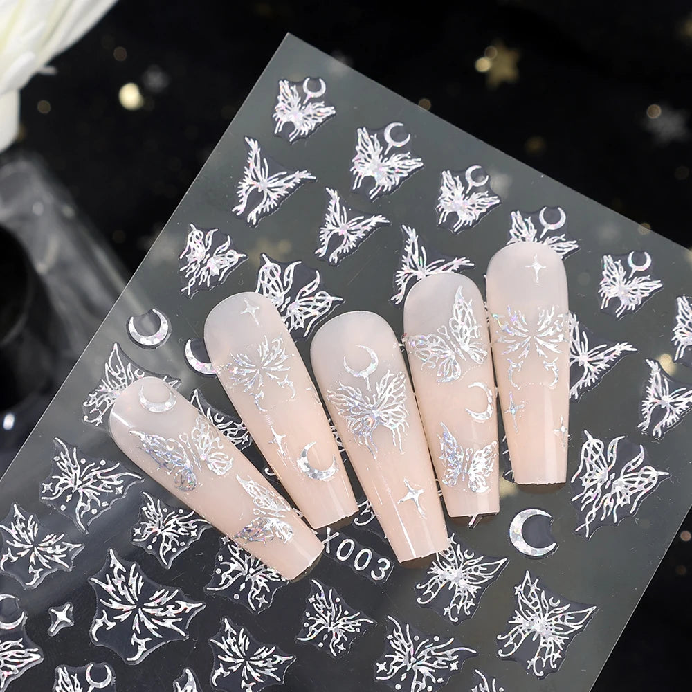 Holographische Nail Sticker – 3D Laser Butterfly, Snake, Dragon & Stars