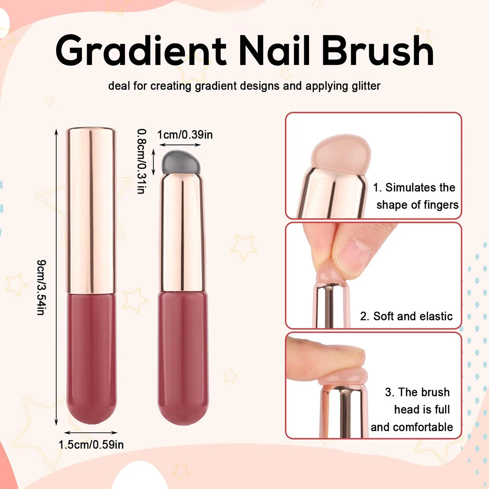 Silikonpinsel für Ombre & Chrome Powder – Wiederverwendbar & Präzise