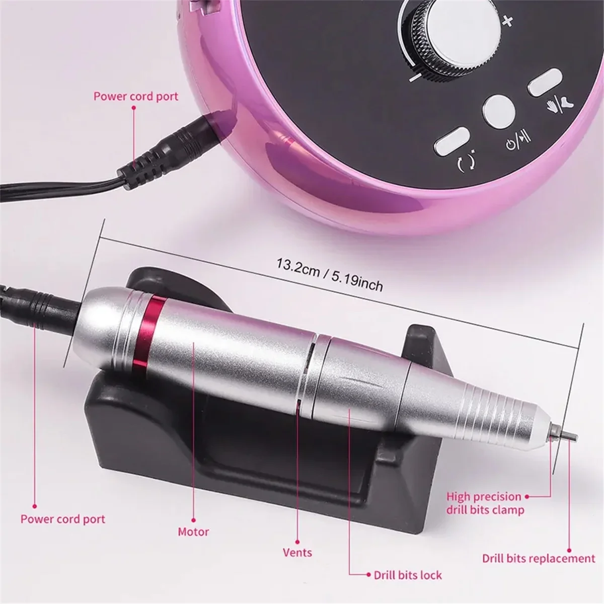 Elektrische Nagelfräse Profi – Brushless Motor, Set mit Aufsätzen