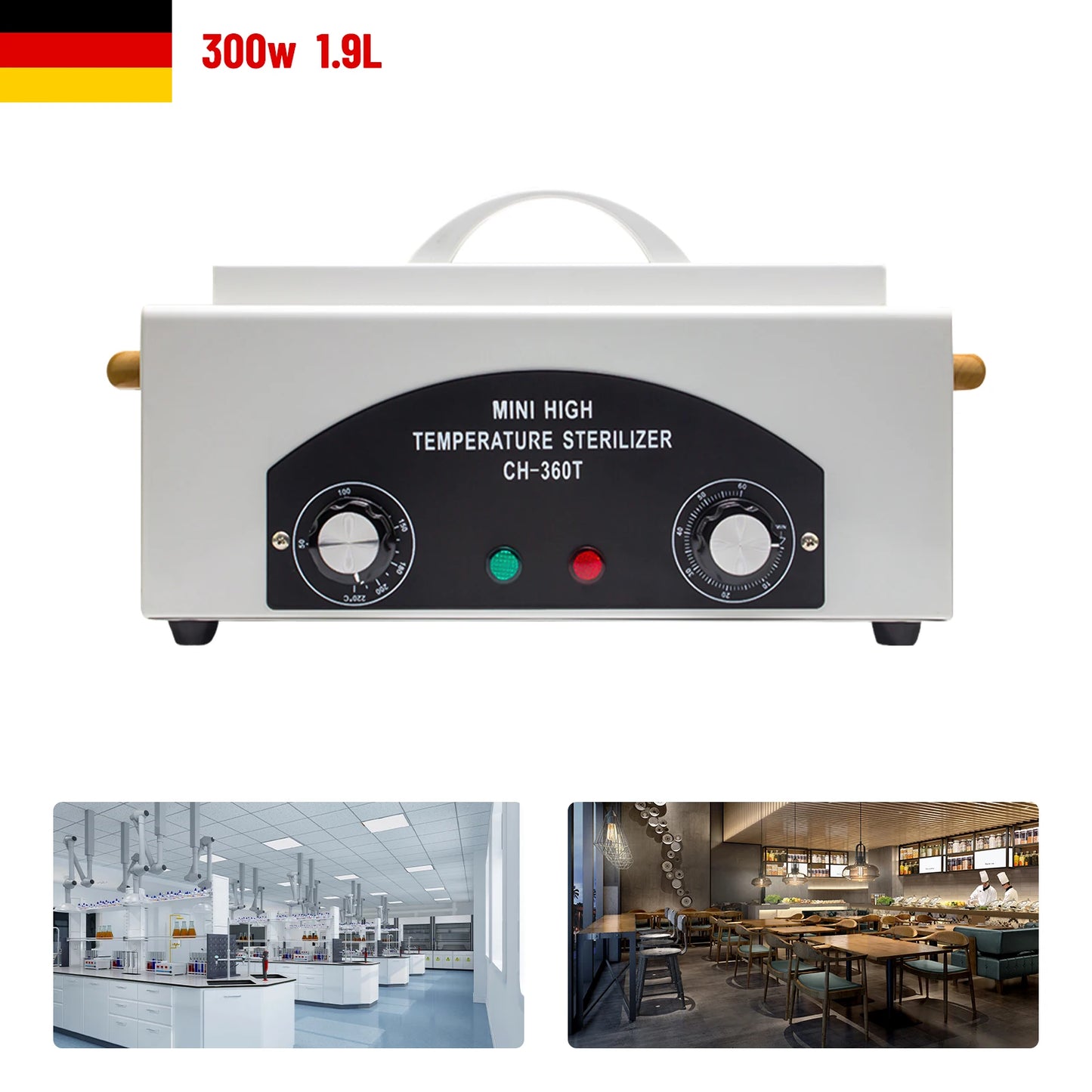 300 W Metall-Sterilisator 1.3 L – Hochtemperatur-Desinfektionsgerät für Kosmetik & Nagelstudio mit Griff