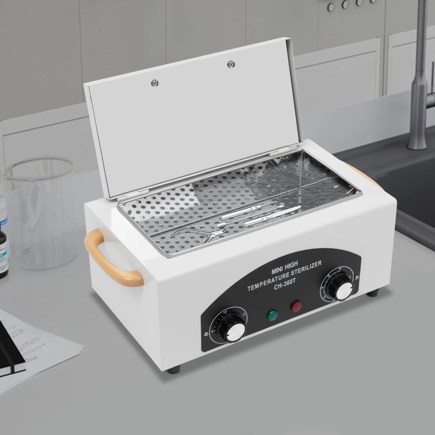 Metall-Sterilisator 300 W – Hochtemperatur 2 L Kammer mit Kontrollleuchte