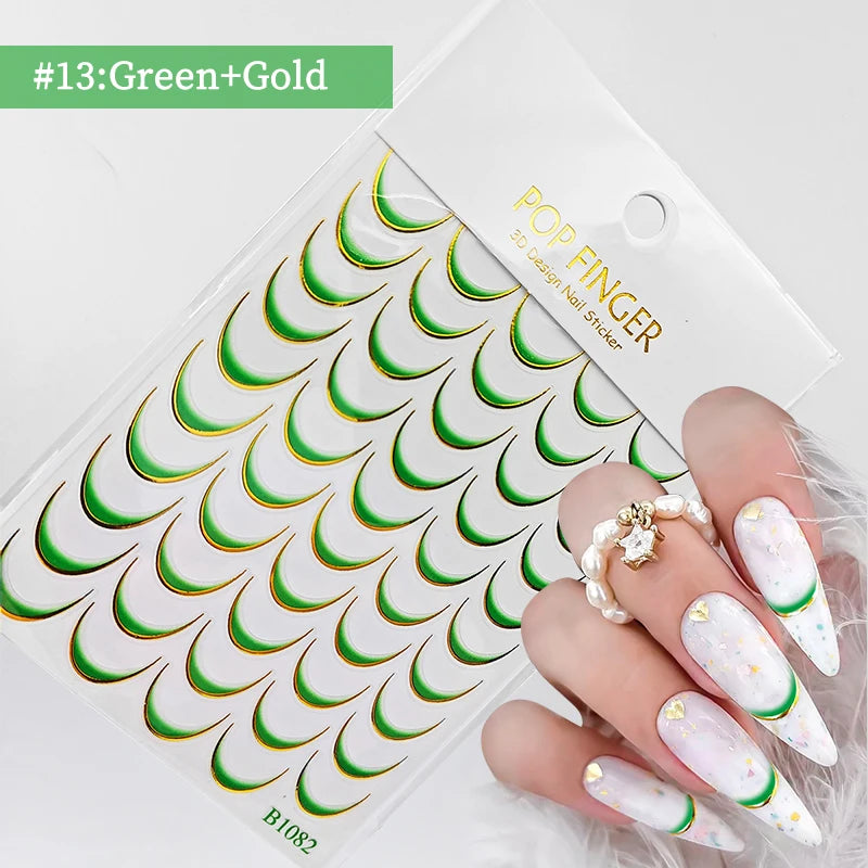 3D Schleifen Nagelsticker – Elegante Gold- & Farbbögen für French & Sommerdesigns
