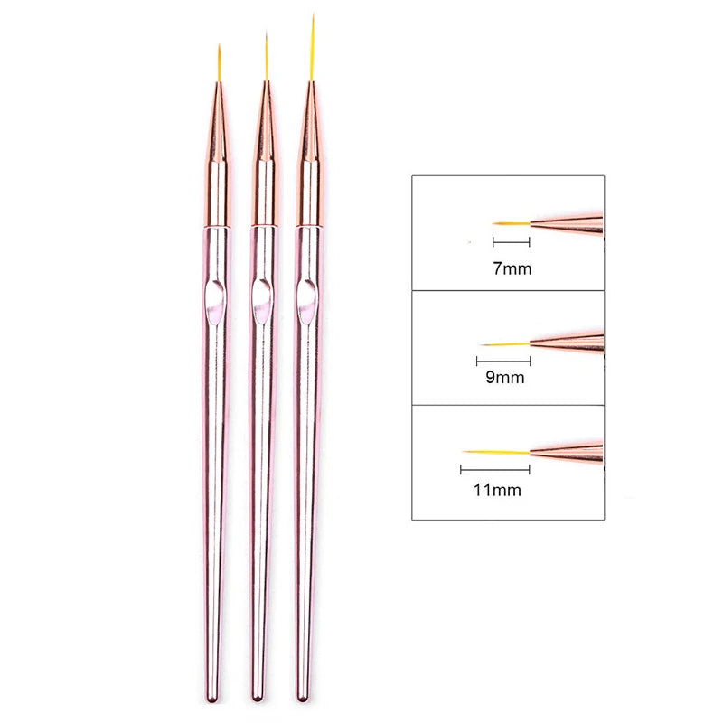 3er-Set Nailart-Pinsel – Feine Linienpinsel für French Design & UV-Gel