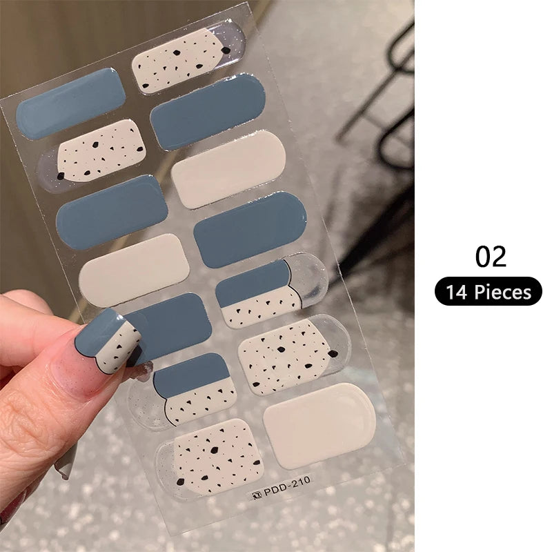 14-teilige Nagelfolien „Pastell Rainbow“ – Selbstklebende Full Cover Nail Wraps