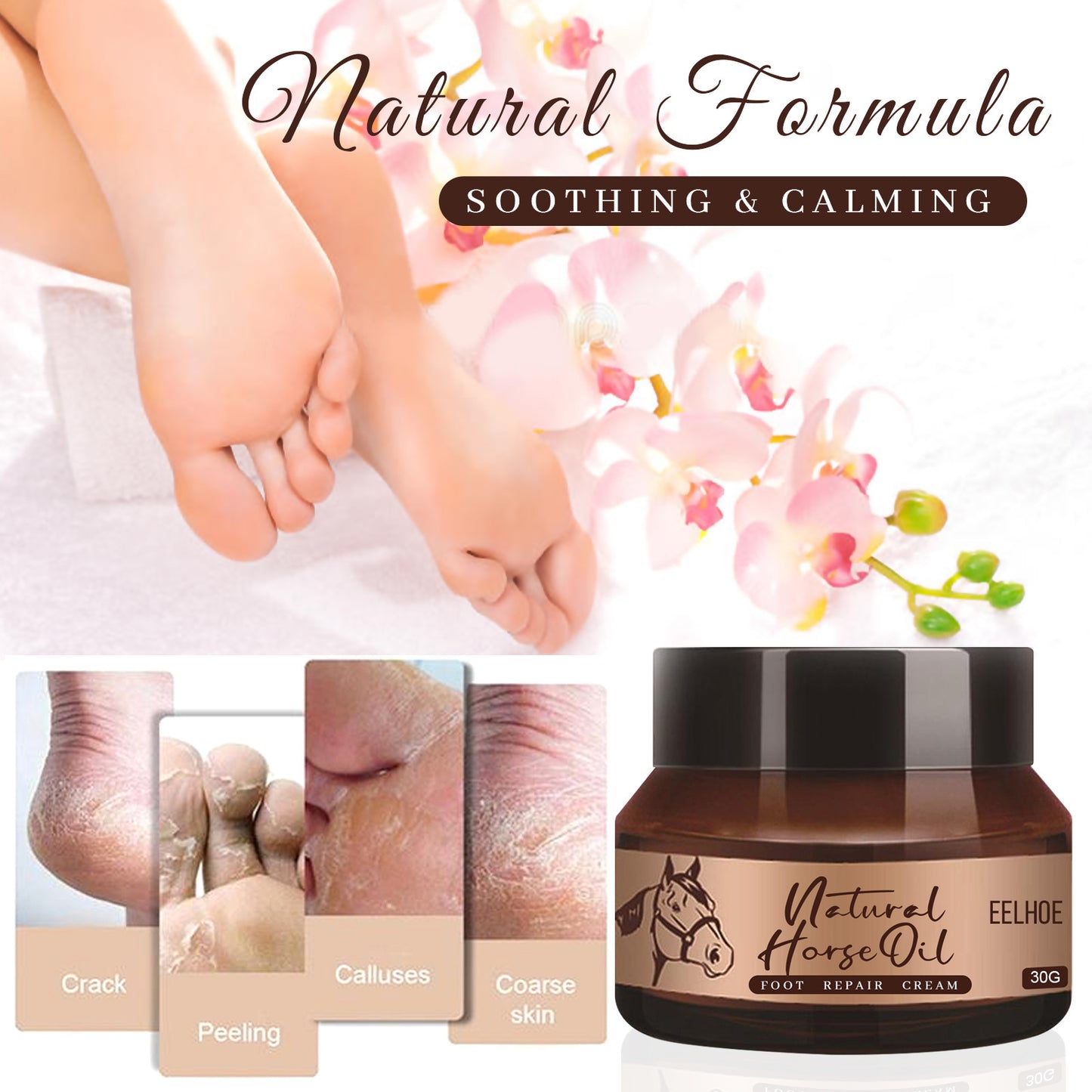 Pferdeöl-Fußreparaturcreme für trockene und schuppige Füße