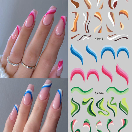 Wassertransfer-Nagelsticker – Abstrakte Muster & Linien | Nail Art Folien für Gel-, Acryl- & Naturnägel