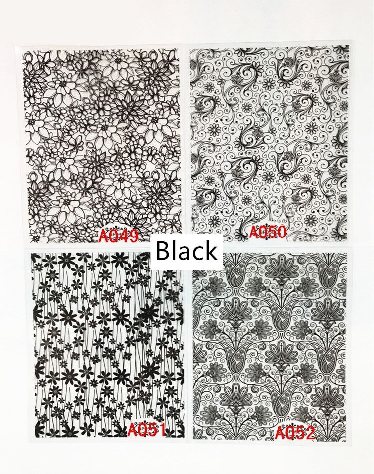 Selbstklebende Nail Art Sticker – Spitzenmuster in Schwarz, Gold, Weiß oder Silber | 4er-Set Transferfolien für Nageldesign