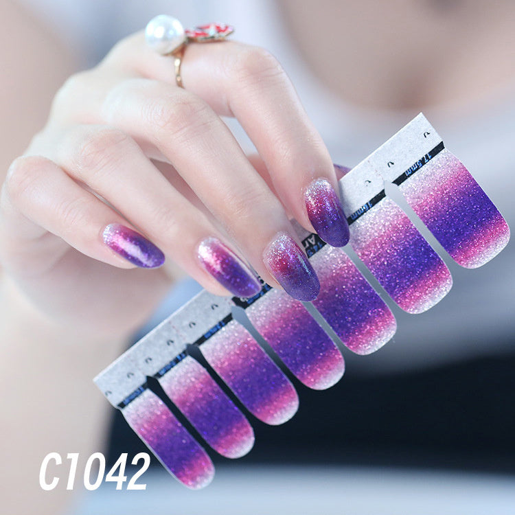 Selbstklebende Nagelfolien Lila Glitzer Ombre | Koreanisches Design | Wasserfest & langlebig