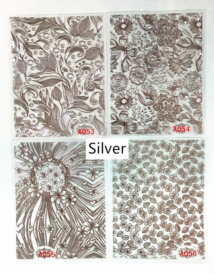 Selbstklebende Nail Art Sticker – Spitzenmuster in Schwarz, Gold, Weiß oder Silber | 4er-Set Transferfolien für Nageldesign