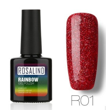 ROSALIND Nagelfreier, lang anhaltender, ungiftiger Nagellack, -Phototherapie-Kleber, mit Sternen besetztes Regenbogensystem.