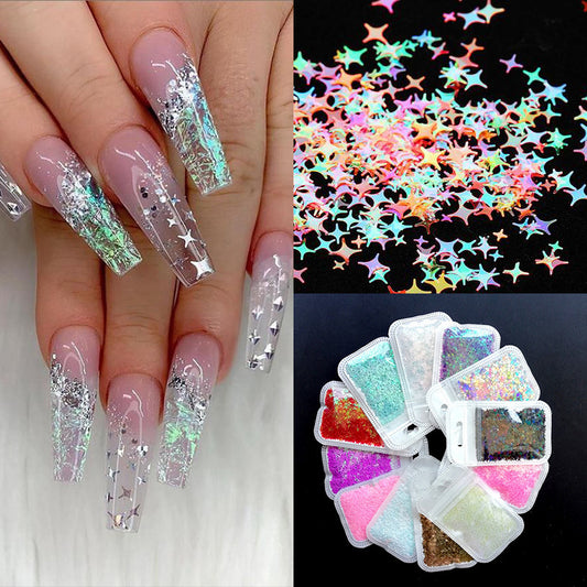 Nail Art Zubehör Vierzackiger Stern Symphonie Laser Pailletten