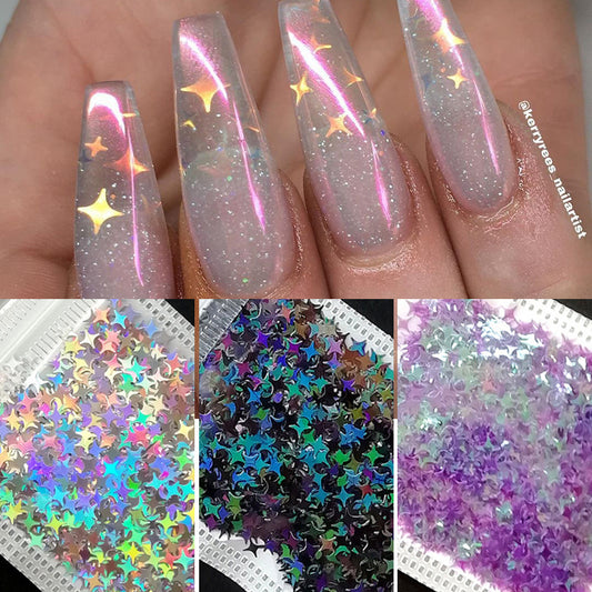 Nail Art Zubehör Vierzackiger Stern Symphonie Laser Pailletten