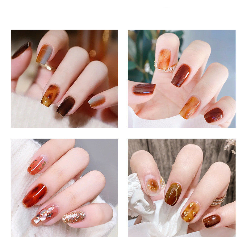 9 Farben Bernstein Set UV Gel Nagellack Eis Penetration Soak Off Glänzende