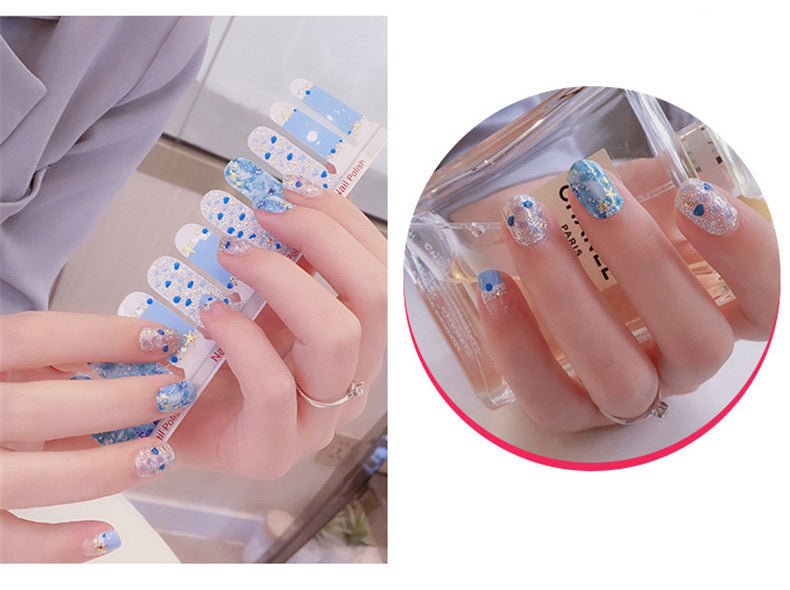 Selbstklebende Nagelsticker mit Farbverlauf & Glitzer – Komplettset mit Nagelfolien, Feile & Zubehör