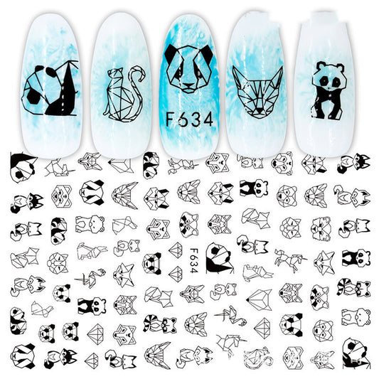 Nagelsticker Set F634–F643 | Schwarz-Weiß Nail Art Aufkleber | Selbstklebend | 10 Designs | 36 Monate Haltbar