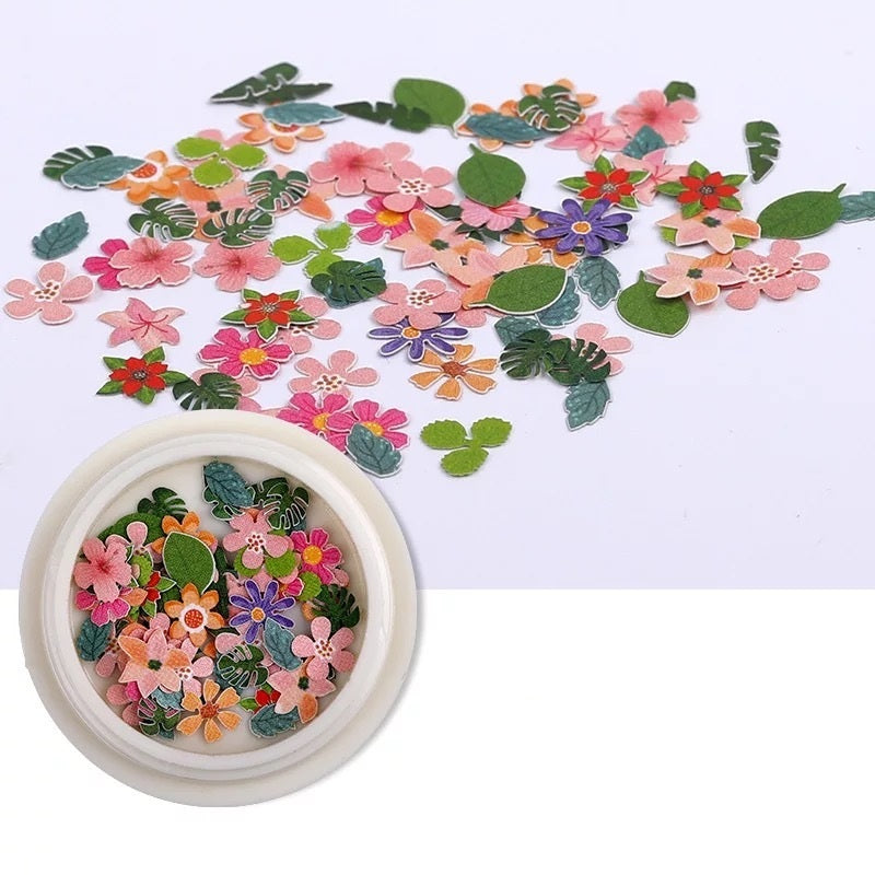 Getrocknete Blumen Nail Art Deko – 50 Stück pro Box | 9 Farben | Holzpulp-Nagelblüten für DIY Nageldesign
