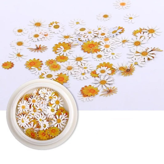 Getrocknete Blumen Nail Art Deko – 50 Stück pro Box | 9 Farben | Holzpulp-Nagelblüten für DIY Nageldesign