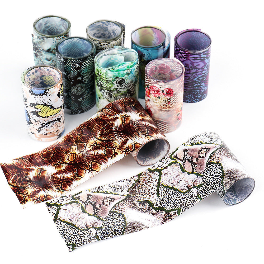 Transfer Nagelfolien – Tiermuster & Schlangenhaut-Design | 10 Rollen im Set | 100 cm x 4 cm