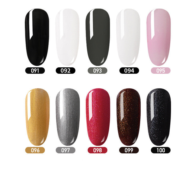 Eine Farbe und eine Flasche Farbflasche Nagellackkleber